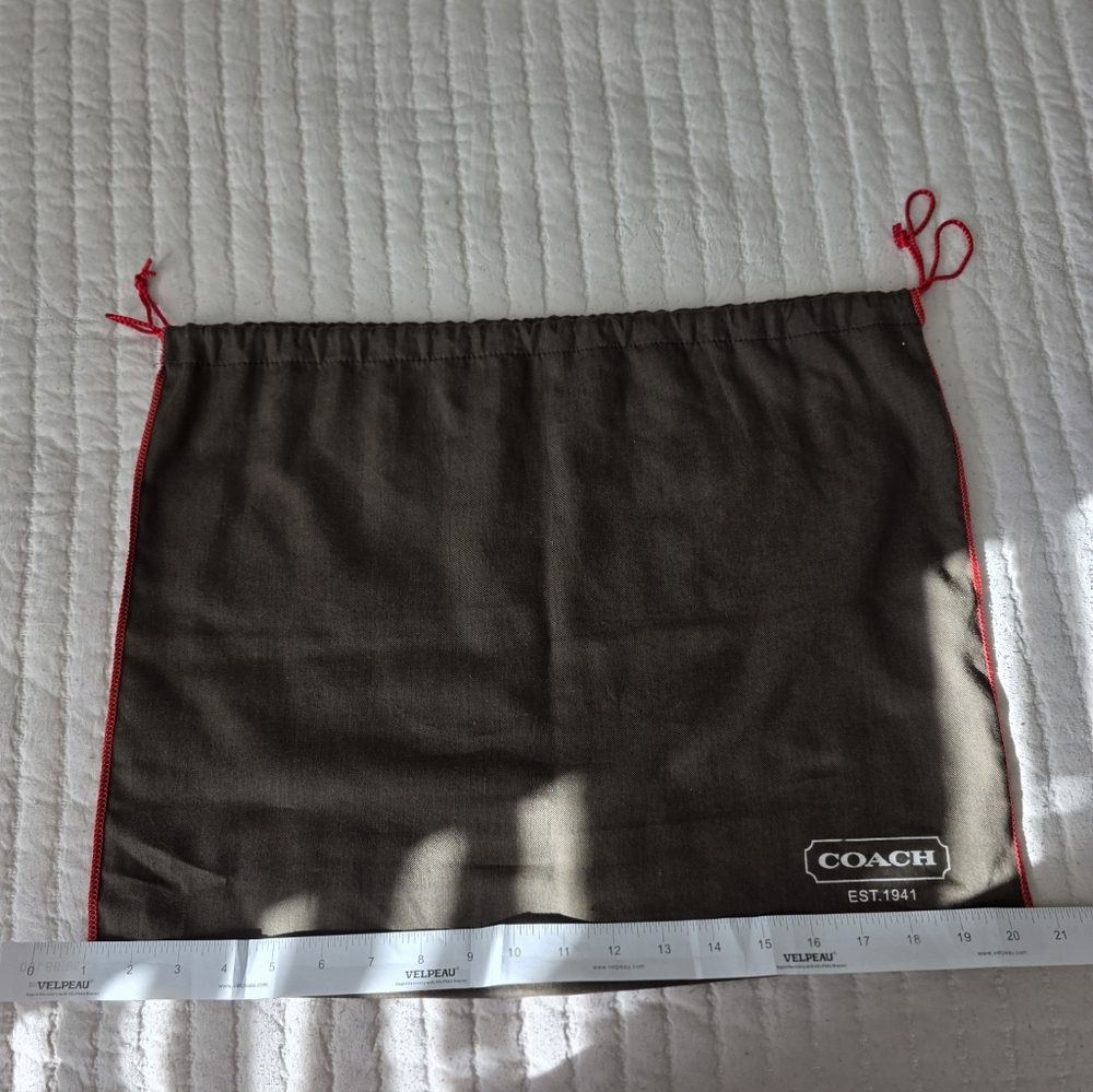 Coach Brown Dust Bag with Red Trim and Ties